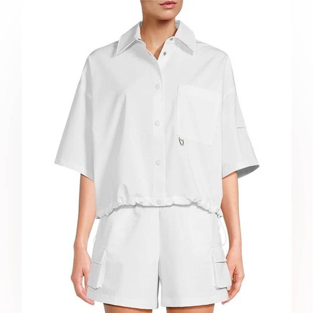 NWT TILLEY Woven Tech Point Collar Bungee Waist Cropped Tech Shacket Jacket XS